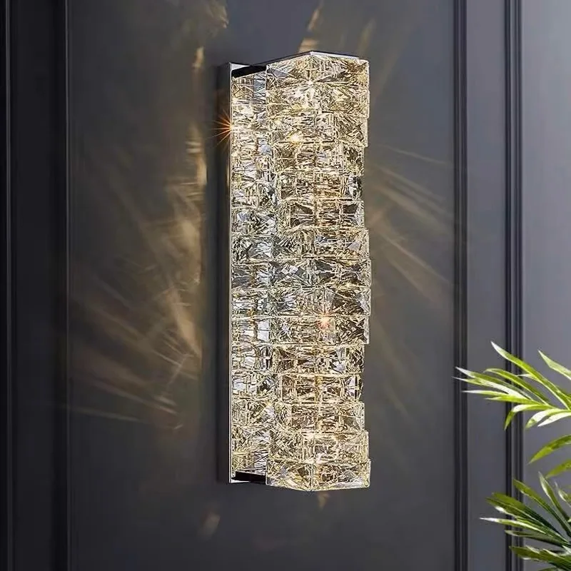 Luxury Light Sconce Modern Led Bathroom Crystal Wall Lamp Luxury Crystal Lamp Modern Wall Hotel Design Wall Sconce Crystal Light