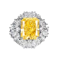 Rochime luxury  yellow gemstone cz diamond rings 925 sterling silver gold plated 5a zircon high quality fine jewelry trendy ring
