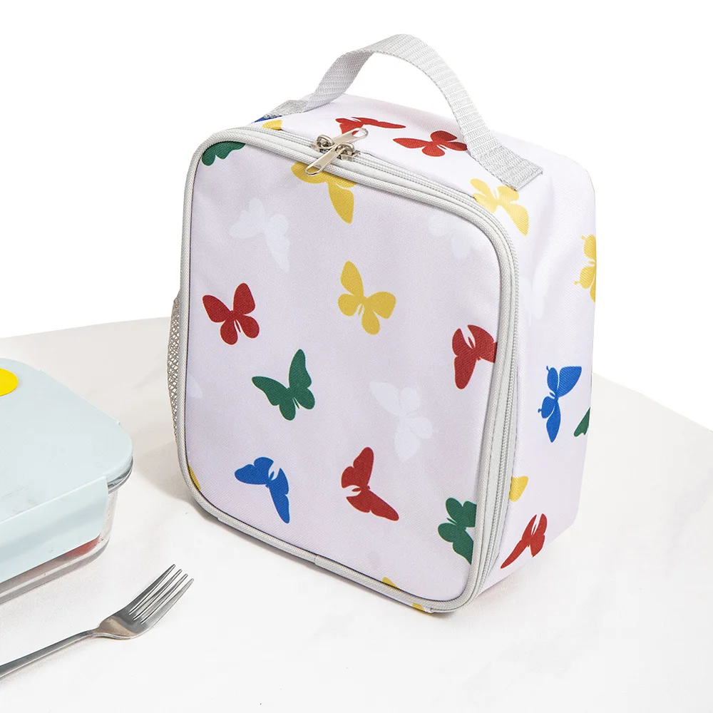 Customized Butterfly Print Thermal Reusable Lunch Bag For Office Worker