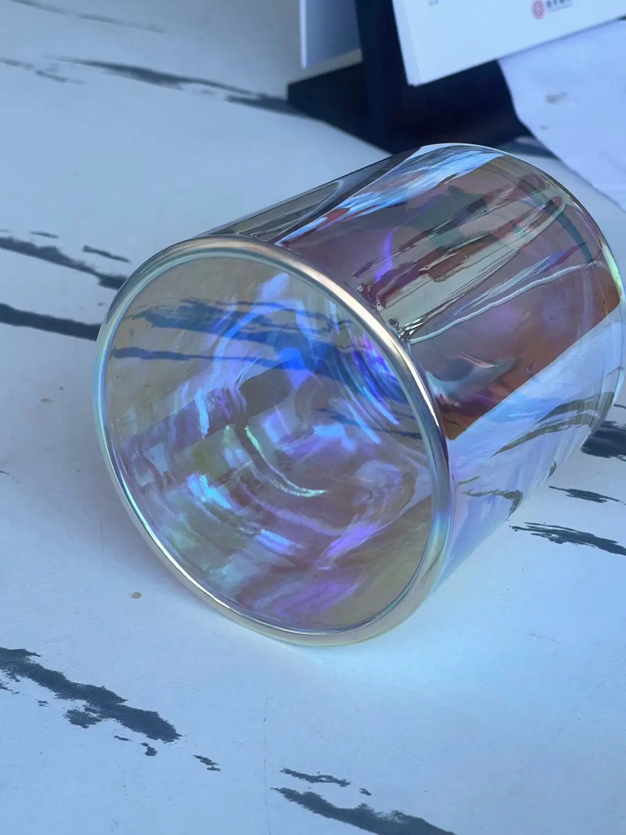 Hot Selling Empty Glass Iridescent Candle Jar For Christmas