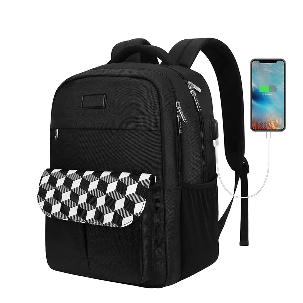 Travel Laptop Computer Backpack Polyester Waterproof Backpack Water Resistant USB Charging Port College Students Unisex Hasp TCS
