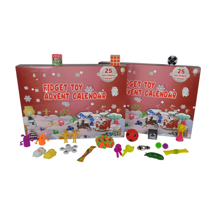 Christmas Advent Calendar Toys Set Packaging Box Pop It Fidget Toy