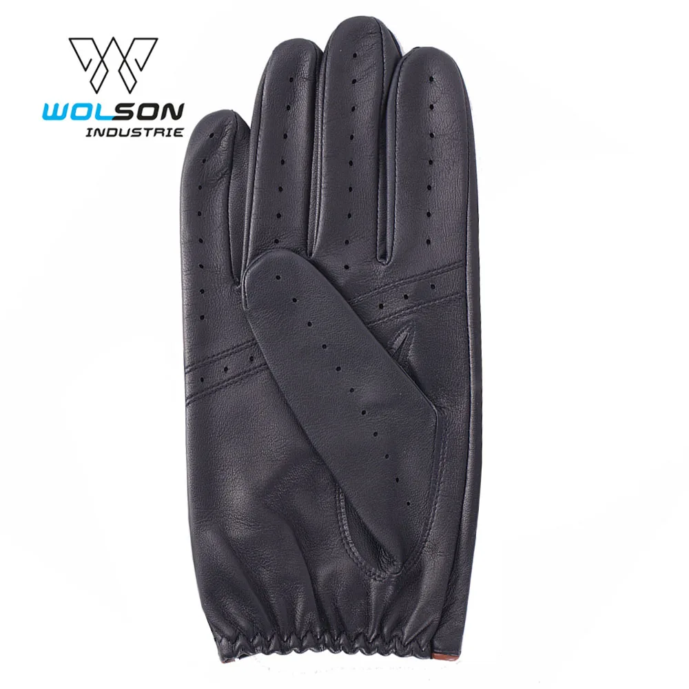 Leather Full-Finger Driving Gloves Factory professional black sheepskin leather car driving fashion men gloves for driving
