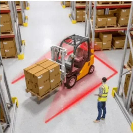 Automatic 9-80V Forklift Laser Beam Red Green Blue Optional Side Mounted Line Warning Safety Light For Danger Zone