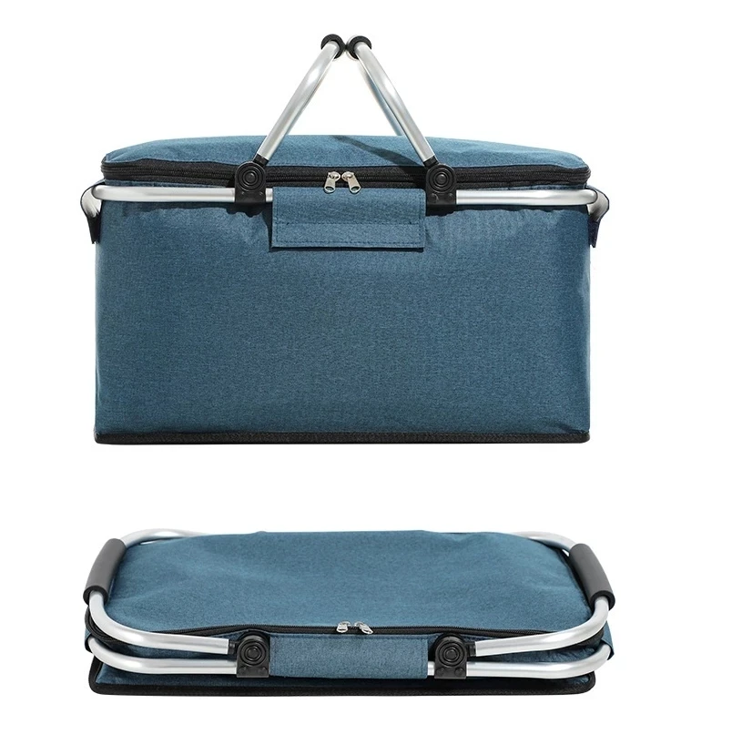 2022 New Hot Customized Folding Picnic Bag Insulated Cooler Basket Outdoor Camping Picnic Basket