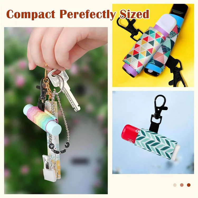 Manufacturer Custom Logo Sublimation Lip Balm Holder Sleeve Lipstick Bag Keychain Lipstick Chapstick Holder Keychain
