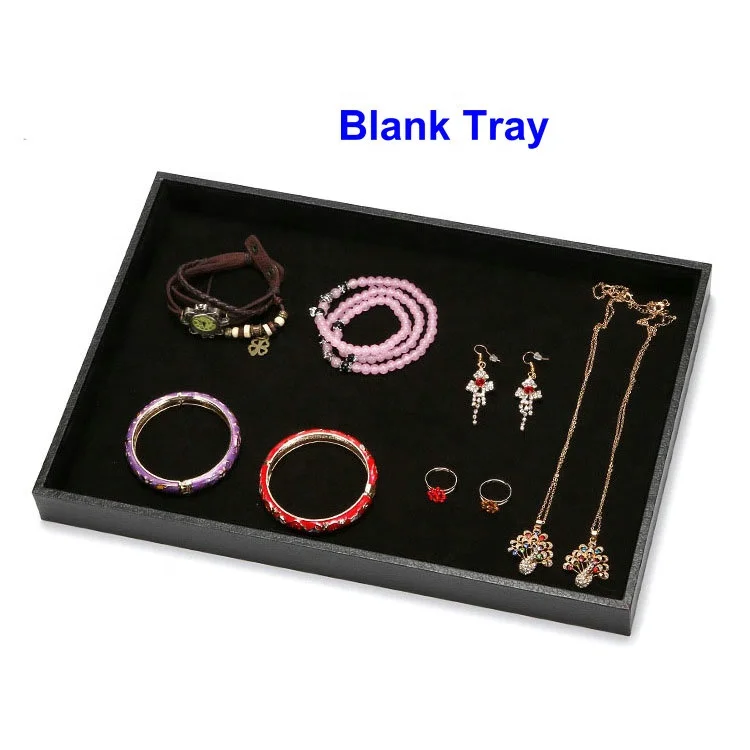 Multi Function Wooden wrapped Black Velvet Jewelry Stackers Ring Bracelet Waist beads Body Jewelry Packaging Display Tray
