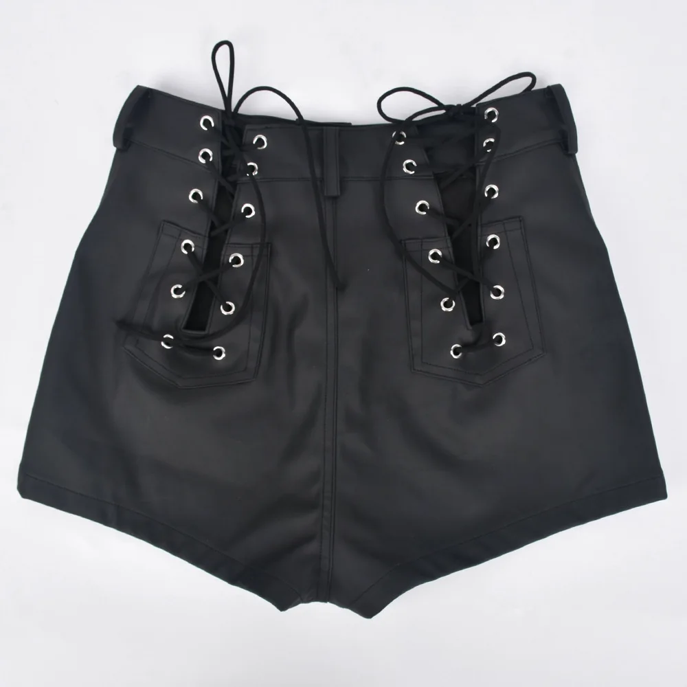 Factory wholesale hollow tie PU leather matte personality tights shorts hot sale