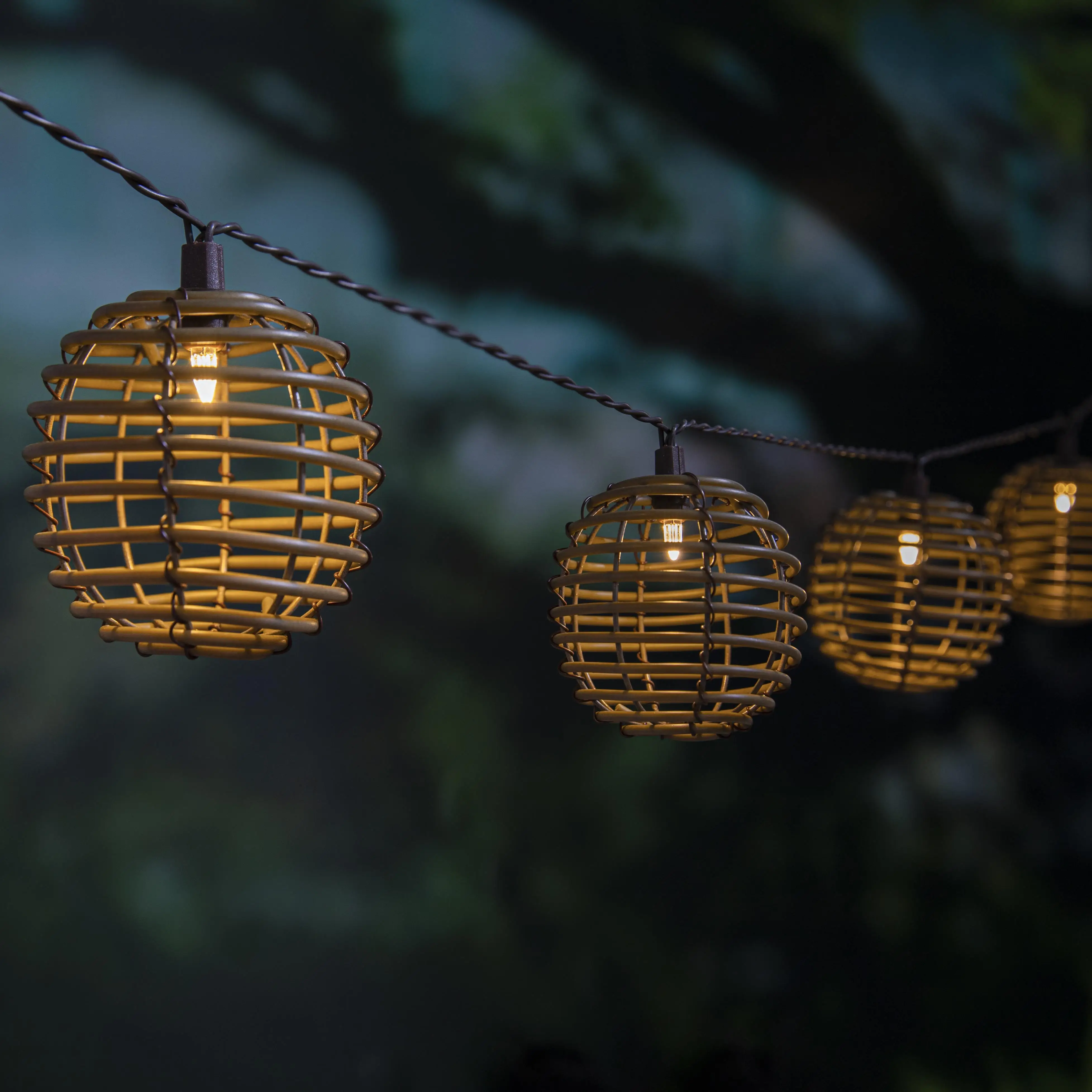 Patio Lights PP Rattan Ball Solar Powered Indoor Outdoor Globe String Lights