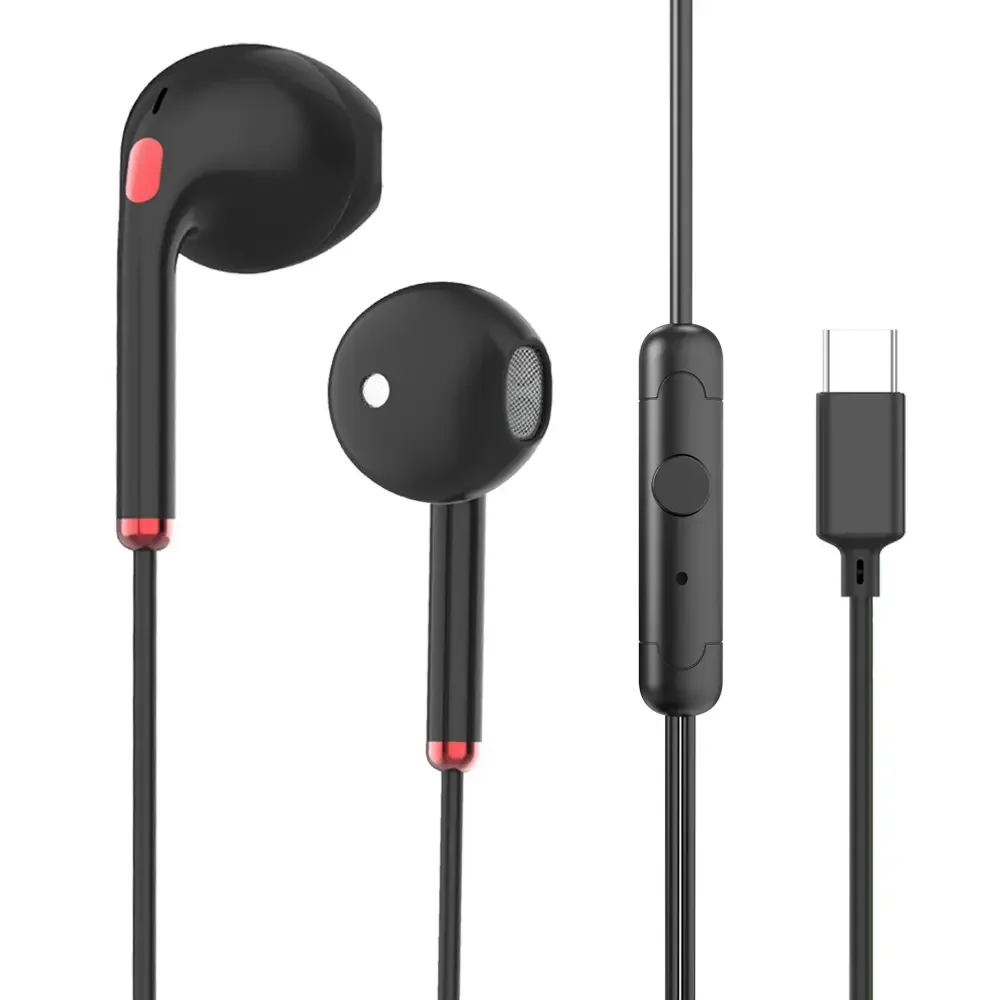 TC-01 Factory Price TPE In-ear Earbud HiFi Heavy Bass Quality Music E-sports Type-C Stereo Wired in-ear Headphone with Handfree