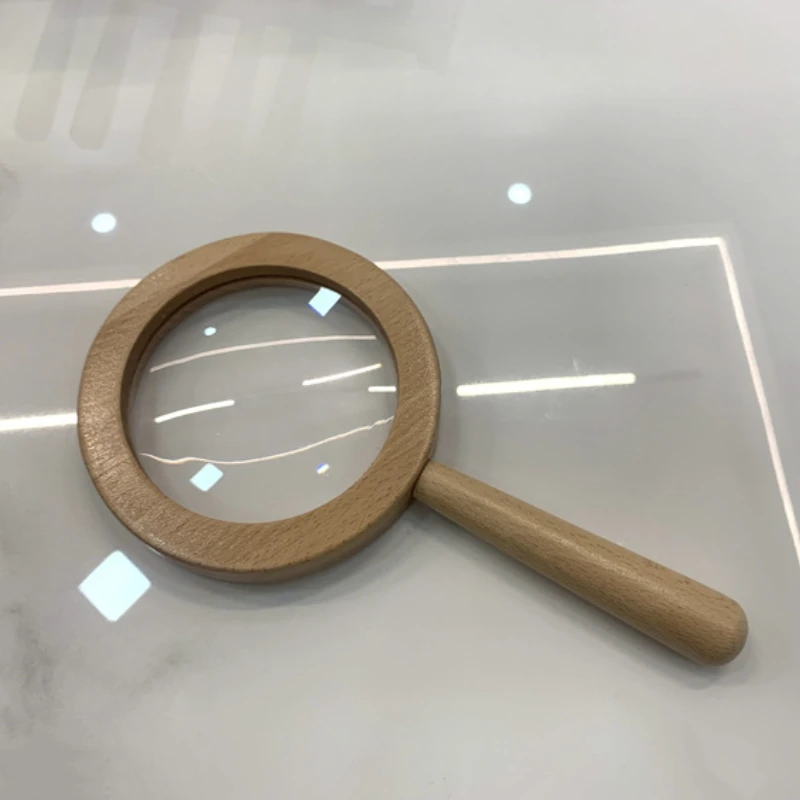 Kids Outdoor Adventure Exploration Toys wooden Magnifying Glass 5x for Toddler Preschool Sensory Tool