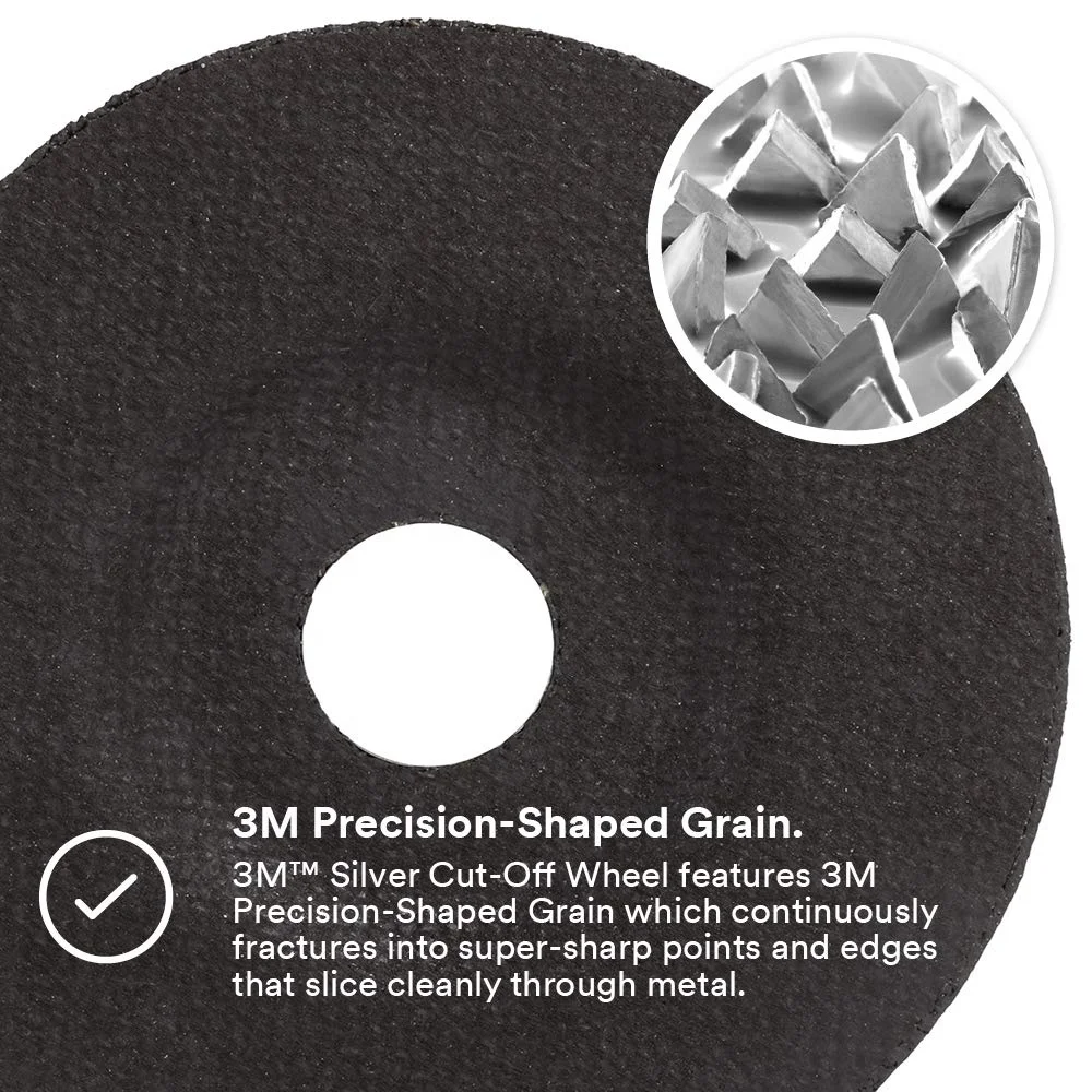 3M 87466 Silver Cut-Off Wheel Type 27 Metal Cutting Wheel For Angle Grinder or Cut-Off Tool 4.5inch Arbor Hole