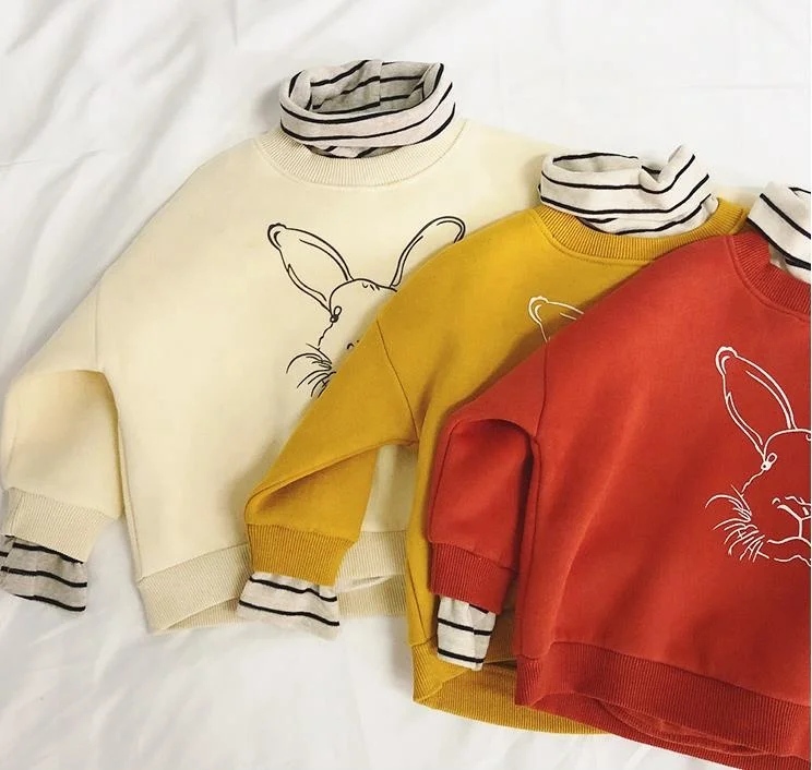 Детская демисезонная теплая толстовка с круглым вырезом и длинным рукавом, с мультяшным принтом, 2021