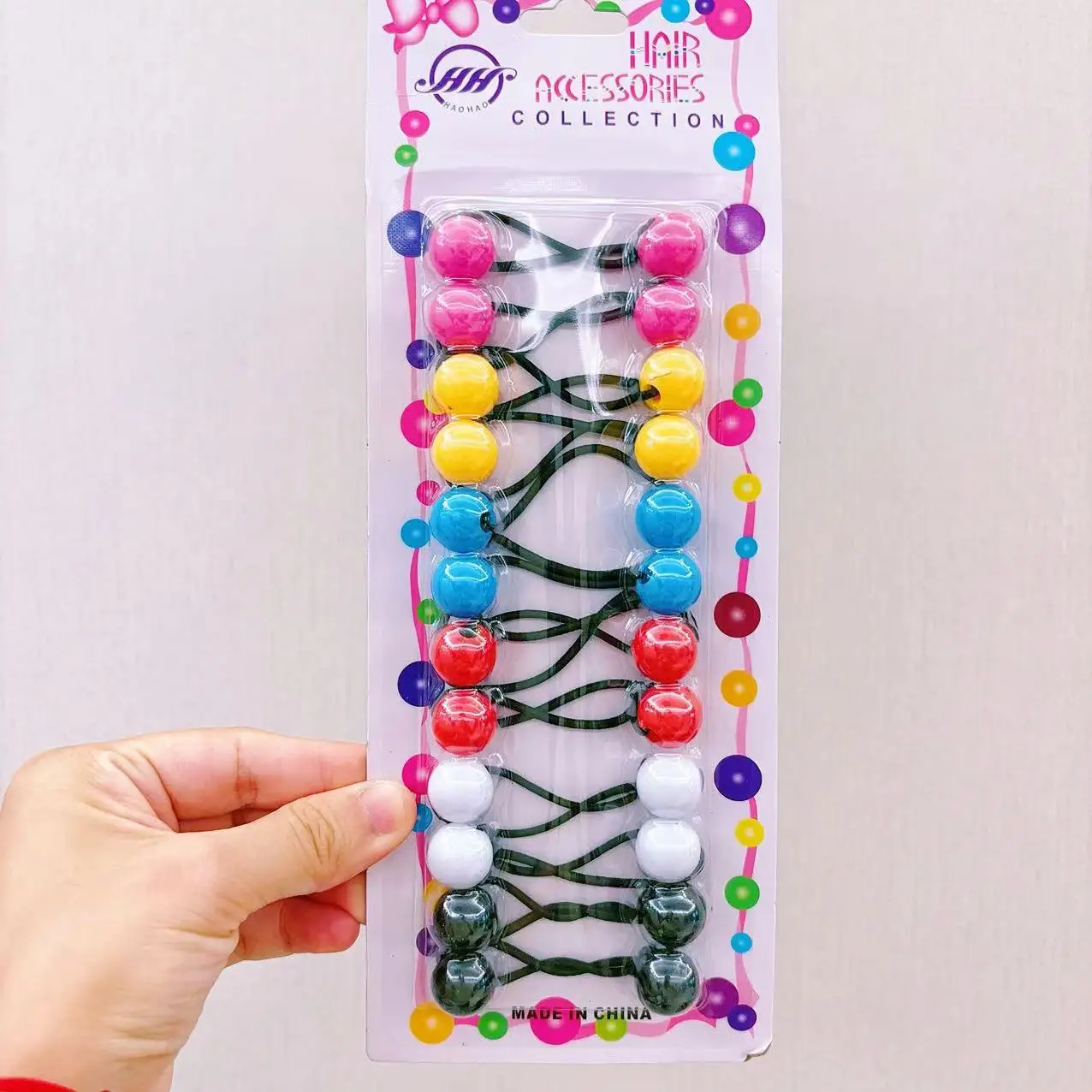MYLULU 14mm 12pcs/pack mixed Color small knocker ball hair ties band elastic hair rubber bands ponytail holder