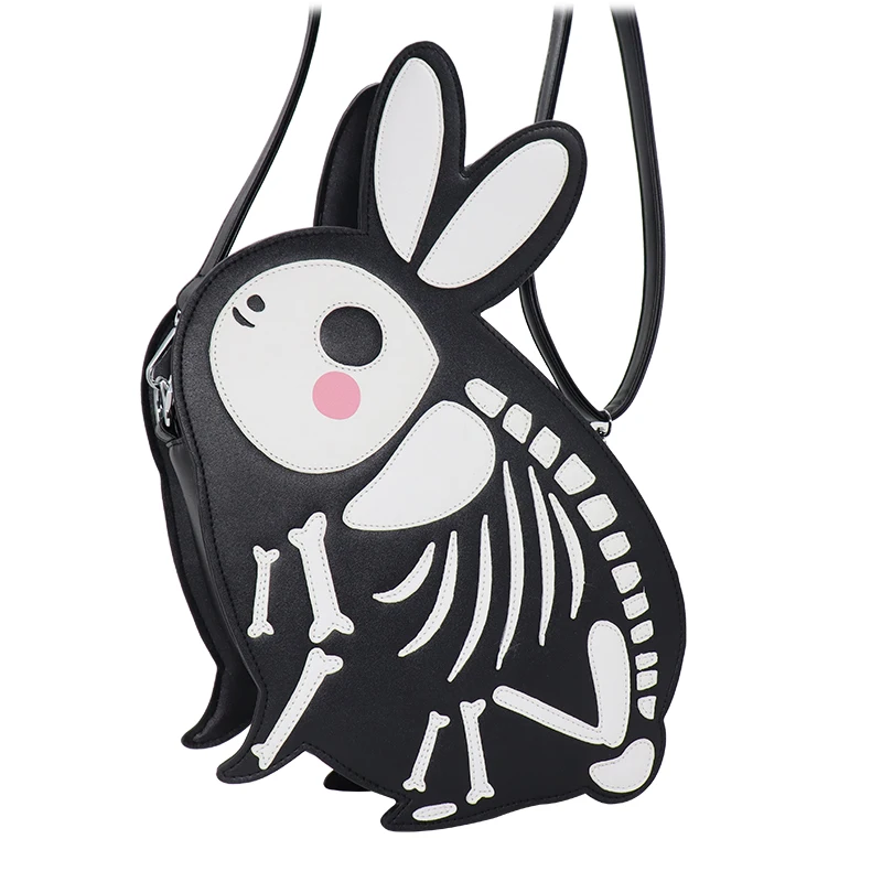 Custom Darkness PU Leather Crossbody Bag Custom Printed Pattern Gothic Rabbit Shape Shoulder Bag