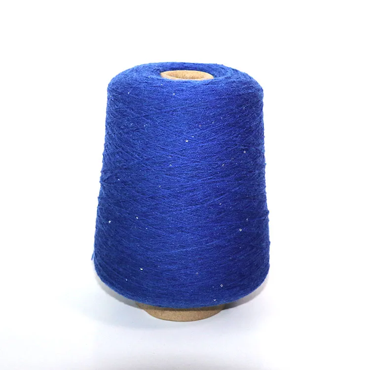 1.5mm 12 male ring spinning blue silver sequin yarn bead core spun  yarn blended  knitting yarn