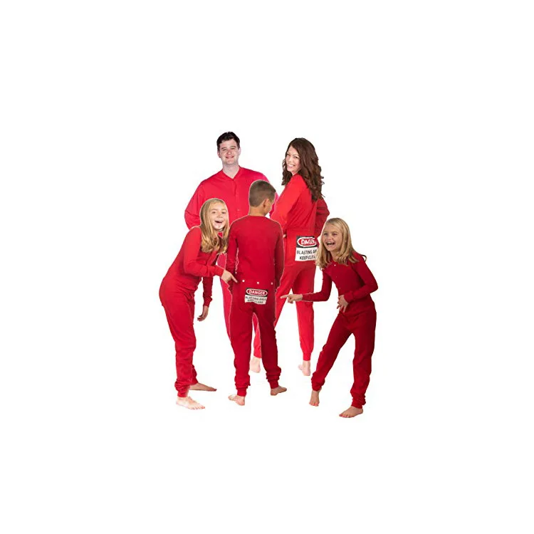 
with Funny Butt Flap Danger Blasting Area Red Union Suit Onesie Pajamas 
