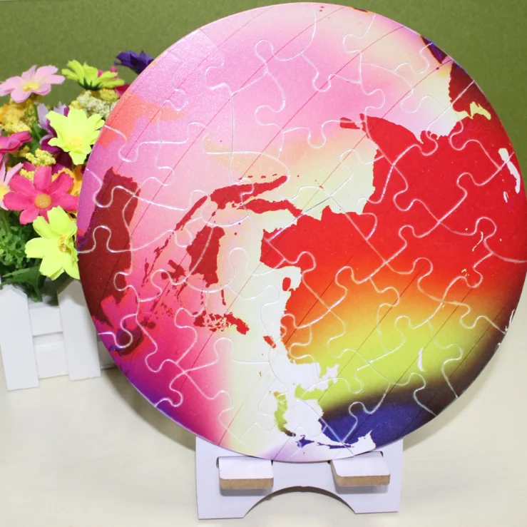 2021 Wholesale ColorKing Stackable Heat&Round Jigsaw Puzzle for kids OEM sublimation Puzzle