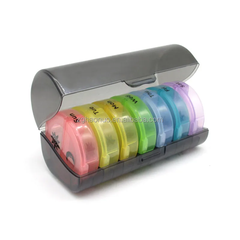 14-gird weekly Round Medicine Organizer 7 Day Container For Vitamin Fish Oils travel pill box cute mini pill storage case