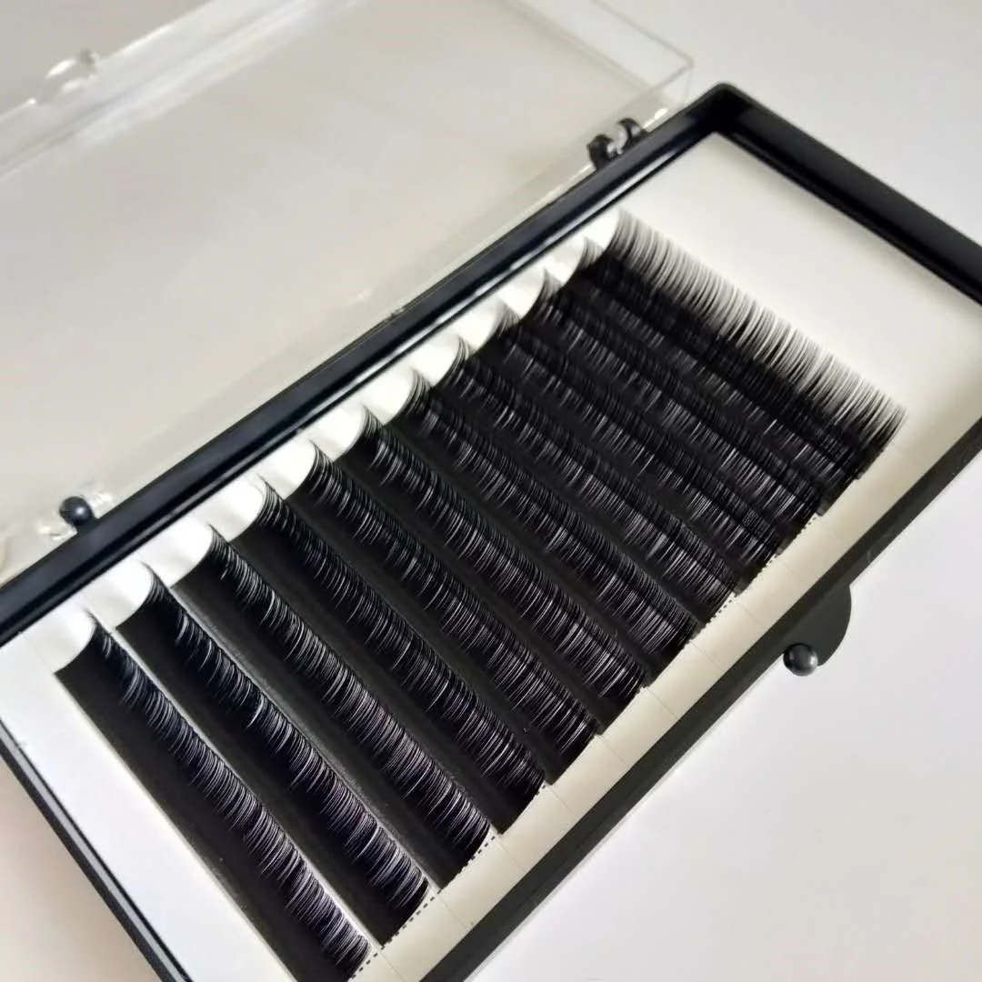 Korean pbt eyelash individual human hair eyebrow extensions 8-15mm 12 lines mix length lashes
