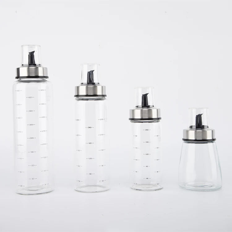 Hot selling 300ml high quality borosilicate glass oil pot bottle lead free 500ml Oil&Vinegar Dispenser Set with graduated