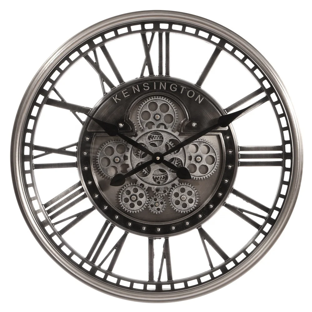 Large Metal Mechanical Real Moving Gear Industrial Steampunk Farmhouse Luxury Living Room Wall Clock