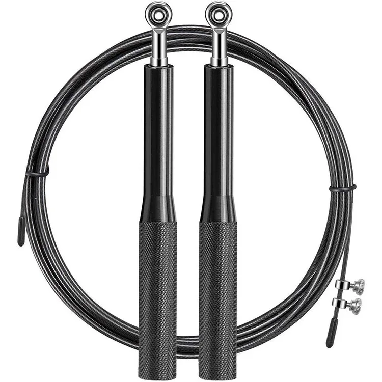 
Custom Black/Color Mma Sport Cable Ball Bearing Aluminium Handle Steel Wire Speed Skipping Jump Rope 