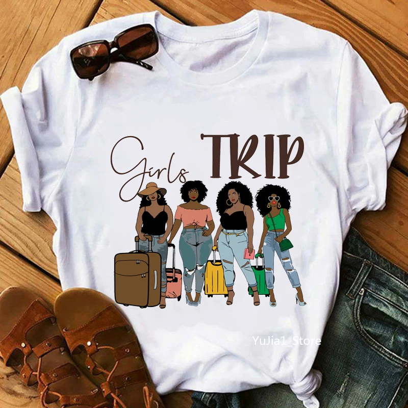Melanin Poppin Tee Shirt Femme T-shirts I Am A Strong Melanin Queen t shirt African Black Girl History Month Female T-shirt