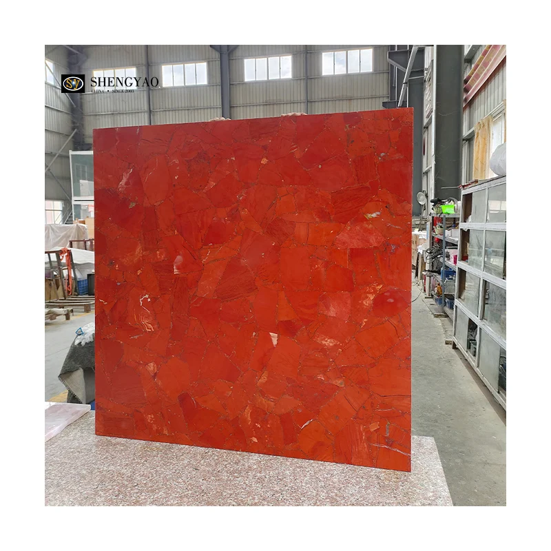 Wholesale Luxury Backlit Red Agate Onyx Gemstone Translucent Red Marble Slabs