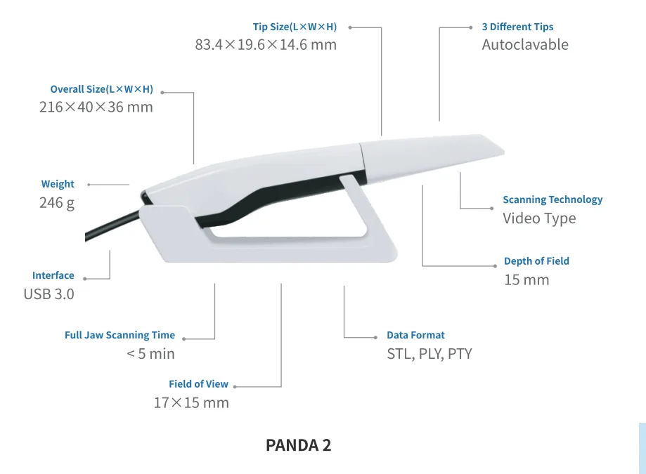 Стоматологический 3d-сканер PANDA 2 оборудование для лабораторий и полости рта интраоральный