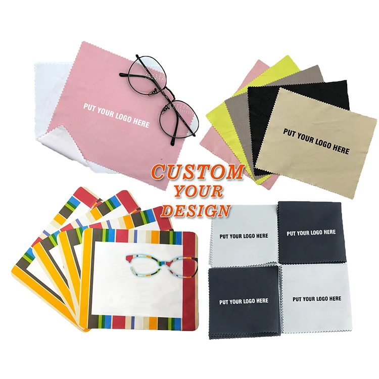 Custom Printed Logo Micro Fiber Microfiber Sunglasses Eyeglasses Lens Glasses Cleaning Cloth WIth Clip