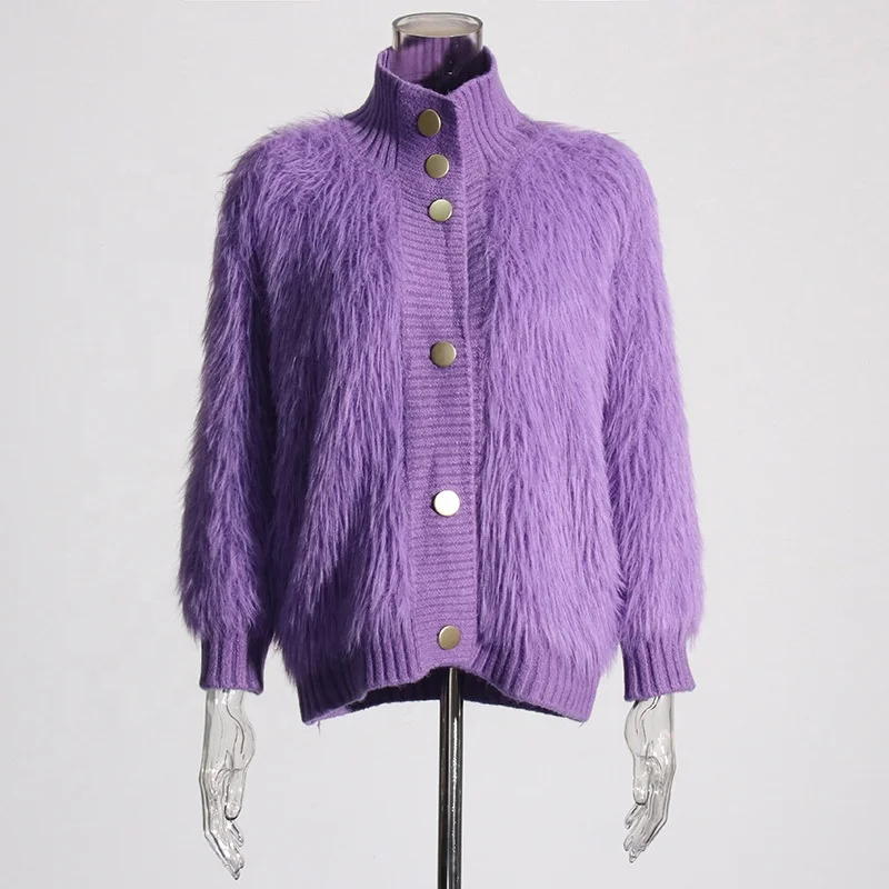 PS122 Women Clothing Knitted Solid Color Sweater  Spring New Style Half Turtleneck Mink Fur Ladies Sweaters