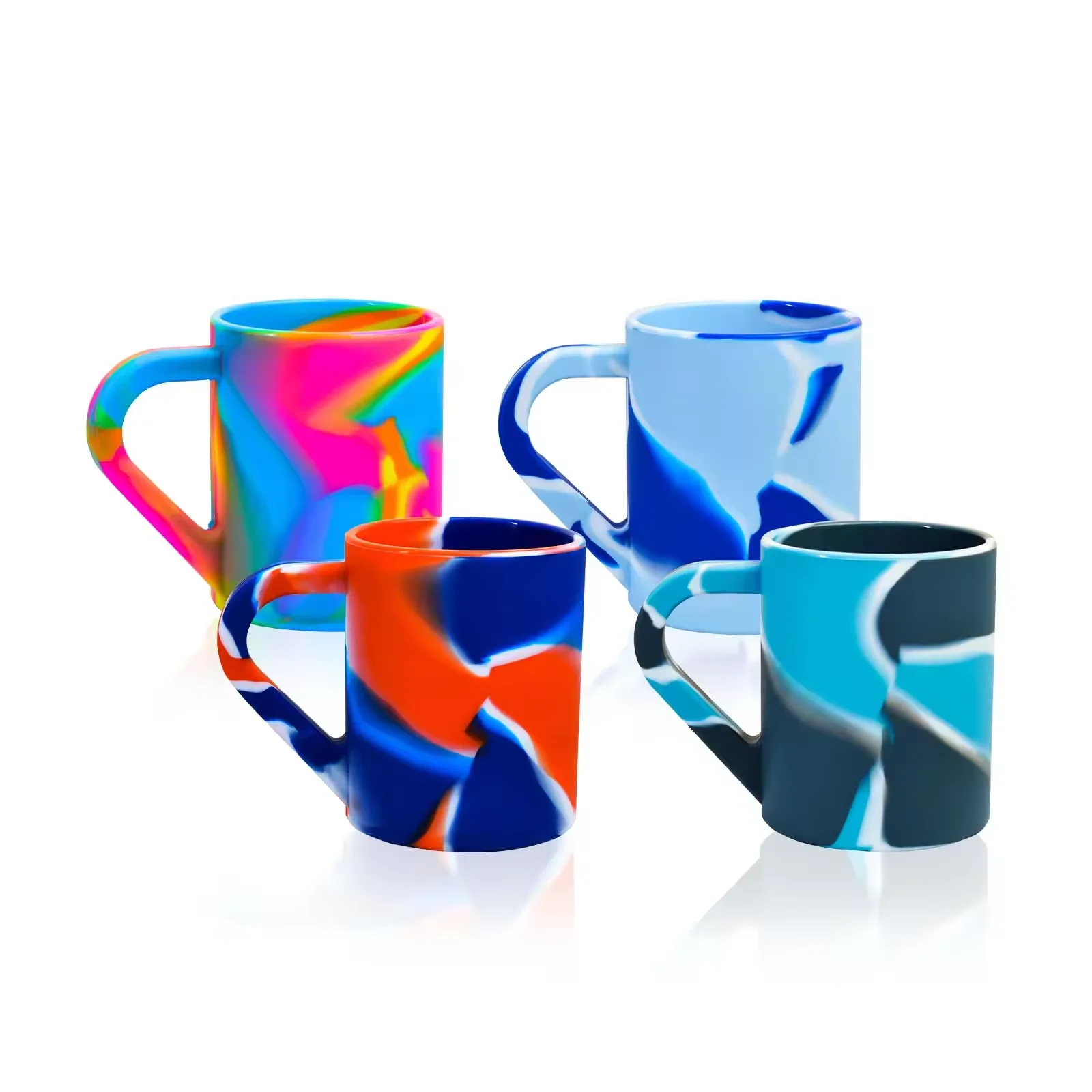 Silicone Drinking Glass with Handle Unbreakable Water Wine Drinking Cup Hot/Cold Drinks, Dishwasher-Microwave-Freezer-Oven Safe