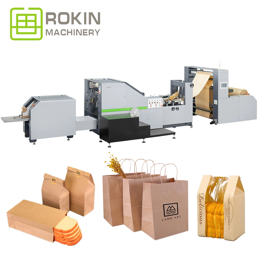 Rokin recycling eco-friendly intelligent square bottom food packing bags machines to make paper bag machine price in kerala