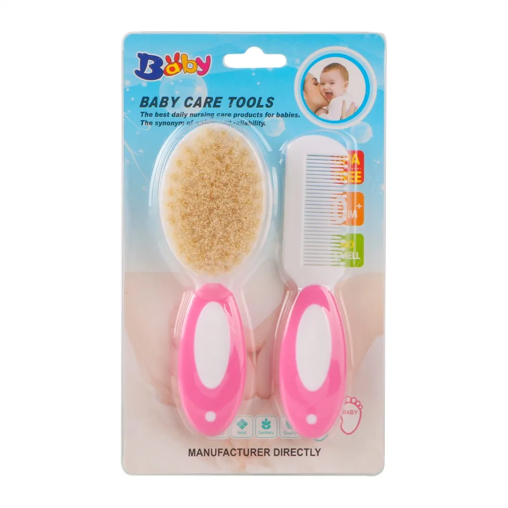 Manufacturer New Born Baby Products Health Care Baby Hair Brush Comb Set Kids Grooming Kit baby care Set With Wool Brush
