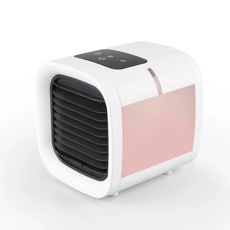 Mini Evaporative Air Cooler with 7 Colors LED Light, 1/2/3 H Timer, 3 Wind Speeds and 3 Spray Modes for Office, Home
