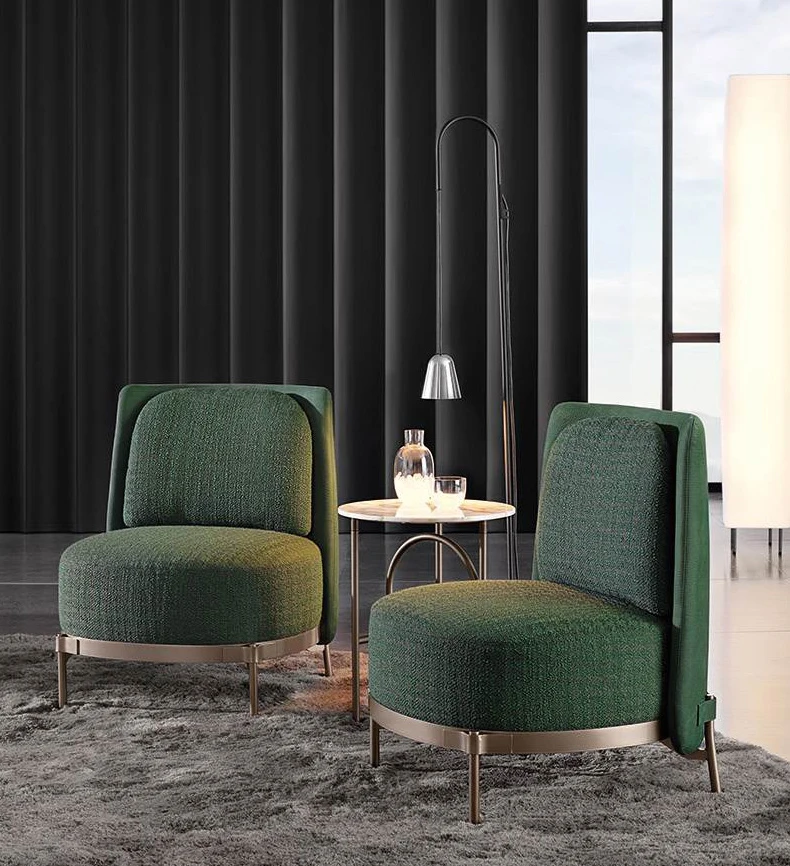 Nordic Home Furniture Light Luxury Hotel Sofa Chairs Modern Solid Wood  Living Room Fabric leather Lounge Single Chairs