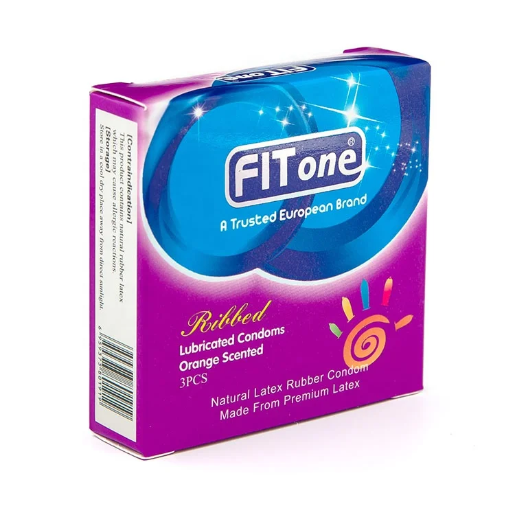 Fitone Latex Male condom ribbed condoms with orange scented