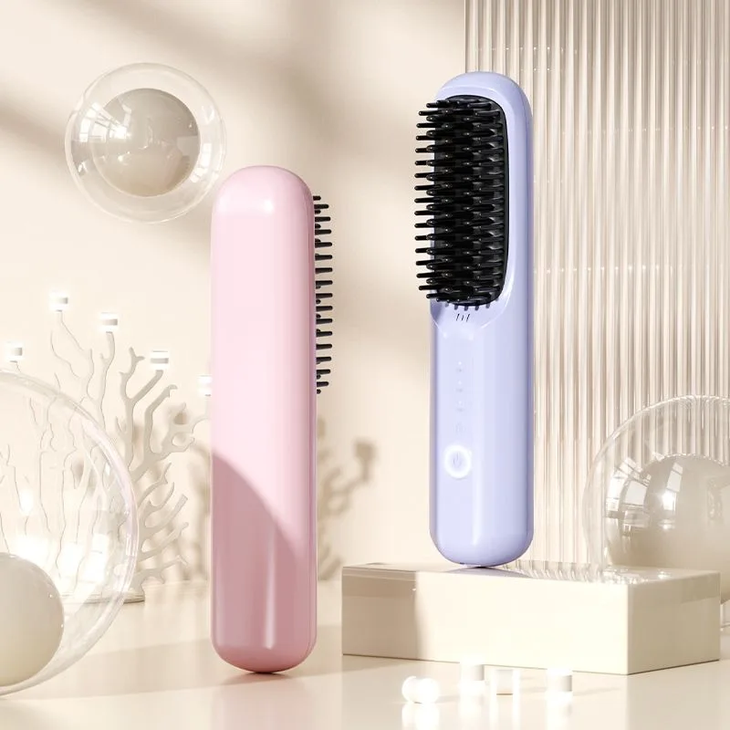 Portable Usb iron hair straightener rechargeable anion Cordless Mini electric hair brush hair straightener comb