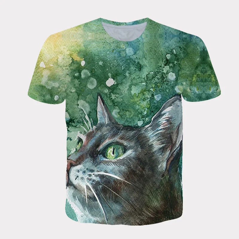Summer Women Short Sleeve Tees Cat 3D T Shirts Casual Femme Tops Girls T-Shirt