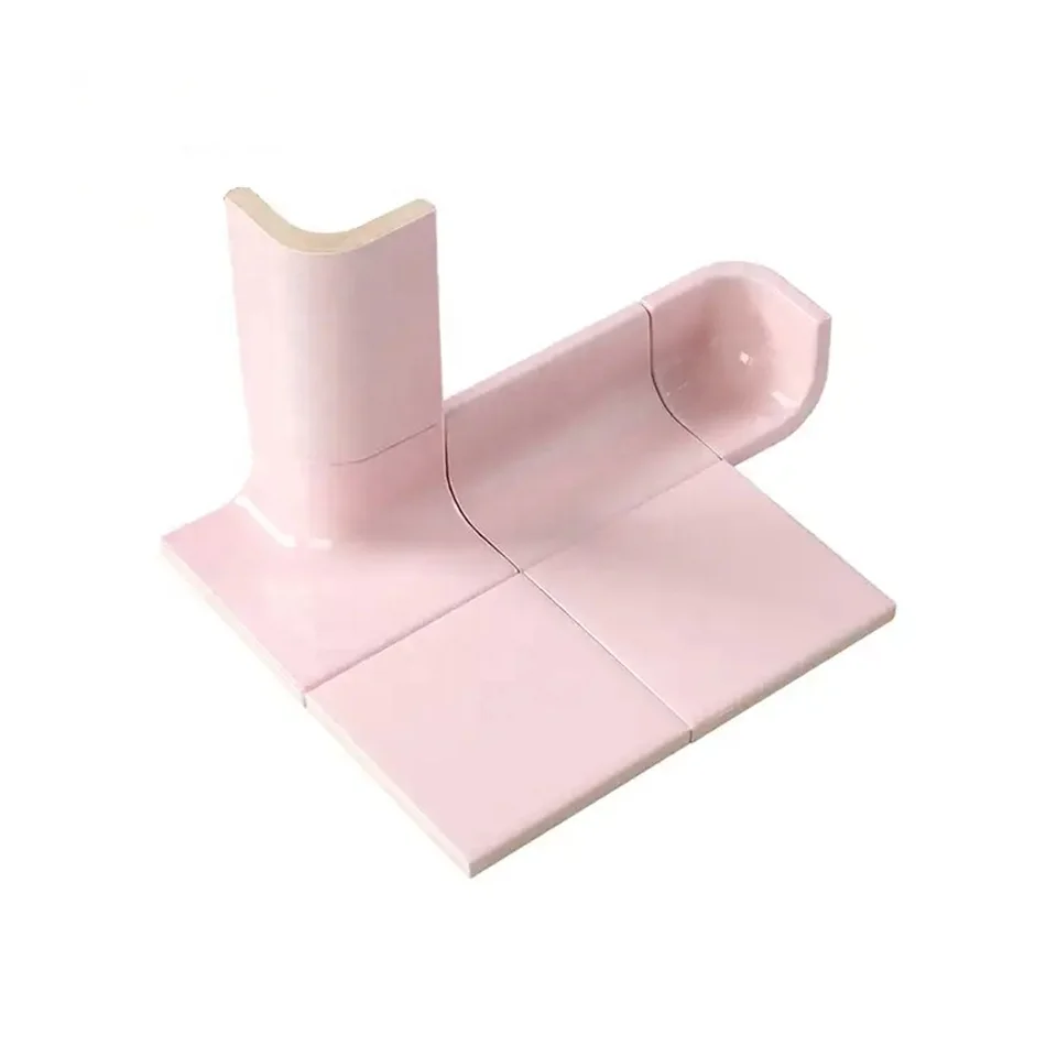 Нордическая кухонная маленькая квадратная плитка розовая 110*110 мм глазурованная плитка для ванной угловая линия красивая дуговая плитка