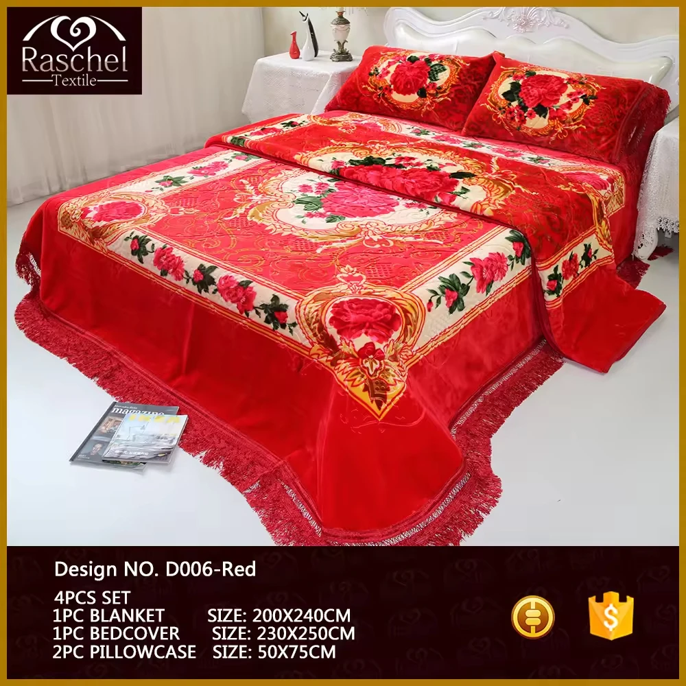 King Size Heavy Korean Mink Blanket 200*230 7kg 2Ply Thick Raschel Printed Mink Blanket For Bed Home