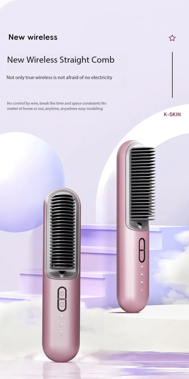 Low Price Cordless Wireless Electric Hair Straightener brush Flat Irons Comb Portable Styler Hair Caring  for Travel