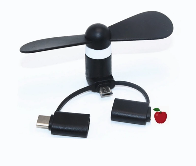 Hot sale 3 in 1 Portable Travel small Type C Micro USB Cell phones cooler Cooling Low Noise Mini Android Phone Fan for iPhone