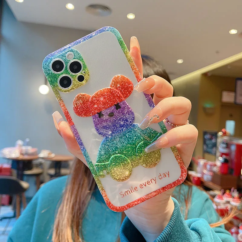Яркий противоударный 3D чехол с медведем для iphone 13 12 pro max X Xs Xr Max мягкий телефона из
