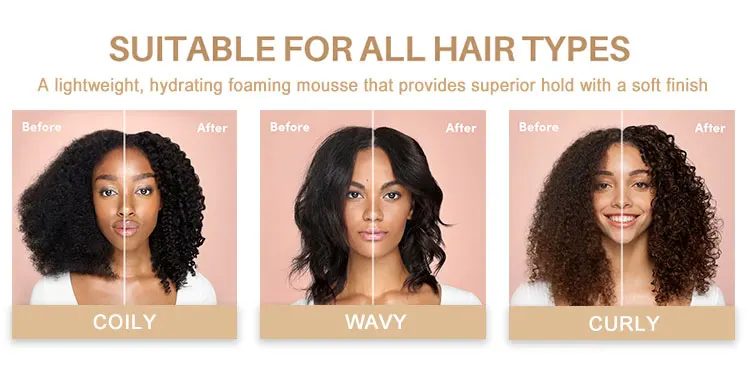 custom hair foam mousse private label professional styling curling hair mousse styling foam