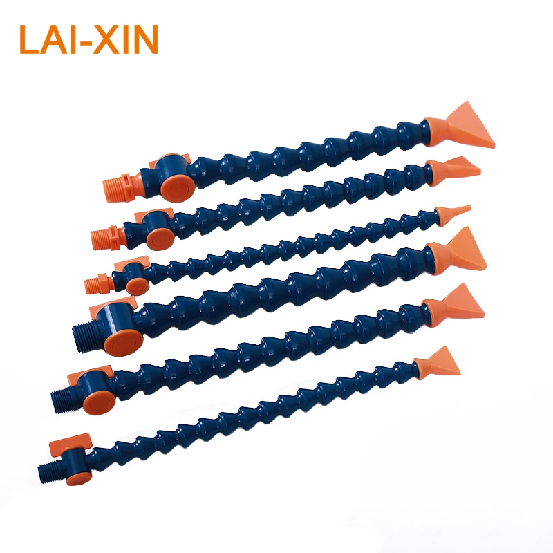 1/4 300mm Round Flat Plastic Flexible Water Oil Coolant Pipes Hoses With Switch For CNC Machine Lathe Milling Cooling Tube