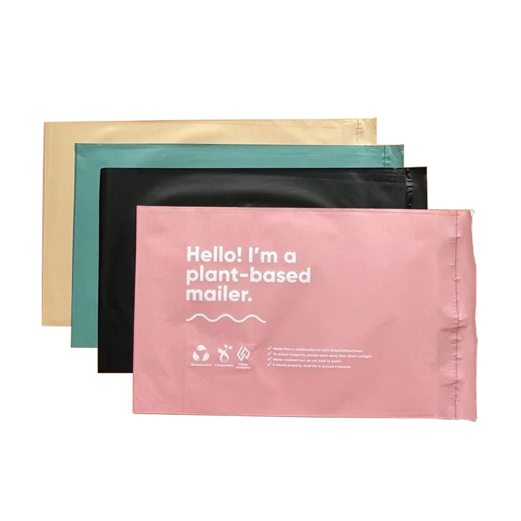 Custom plant based biodegradable compostable mailer poly mailing bag shipping clothing package plastic envelope post courier