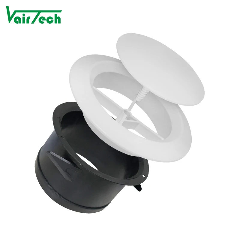 Spot Goods 3 4 5 6 8 Inch Plastic Air Vent Adjust Air Flow Even Can Close Disc Air Valve for Ventilation