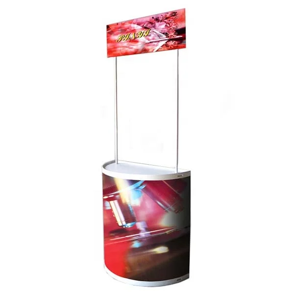 Semicircle Portable Promotional Table Foldable Booth Kiosk Trade Show Display Banner Stand